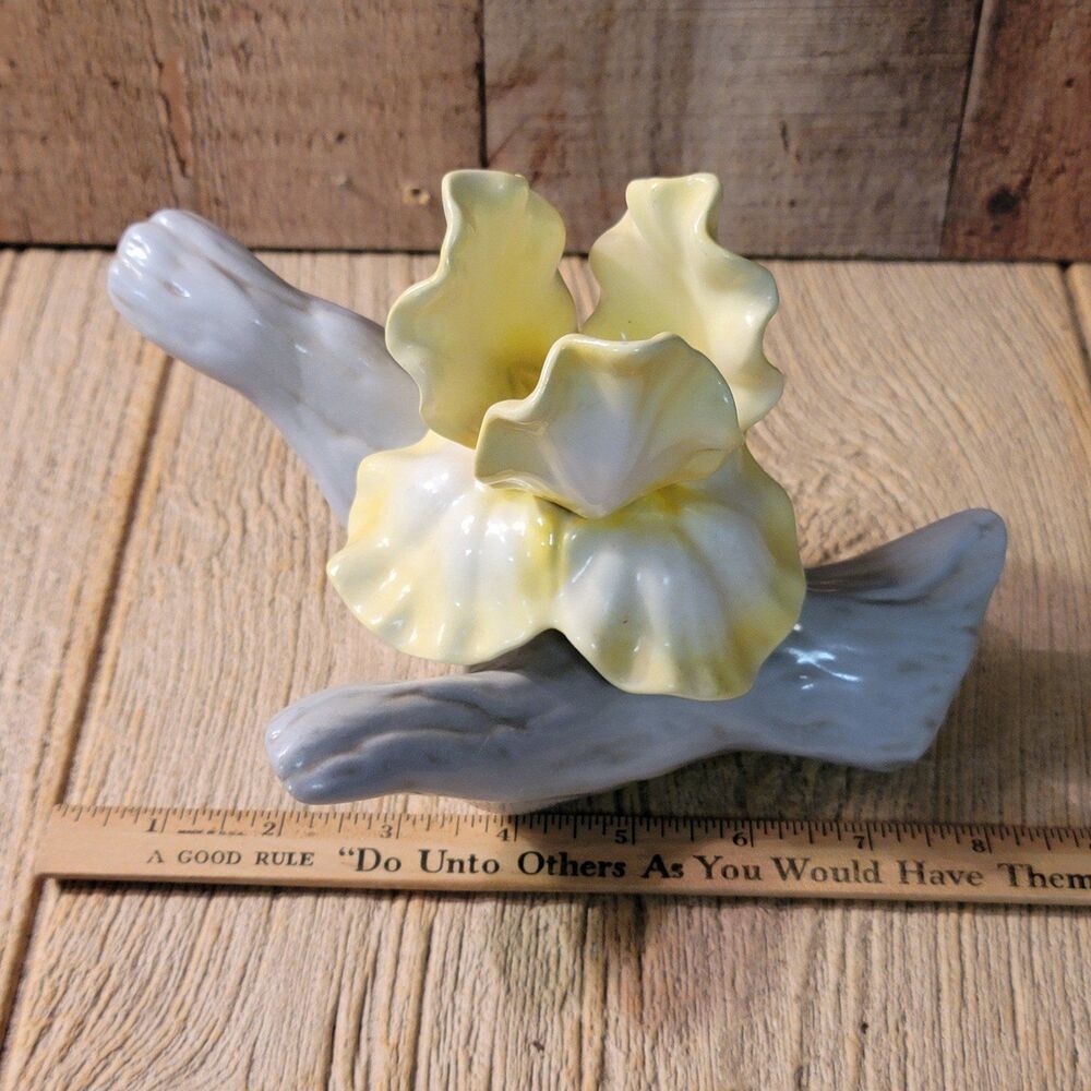 Handmade Yellow Iris on a Log